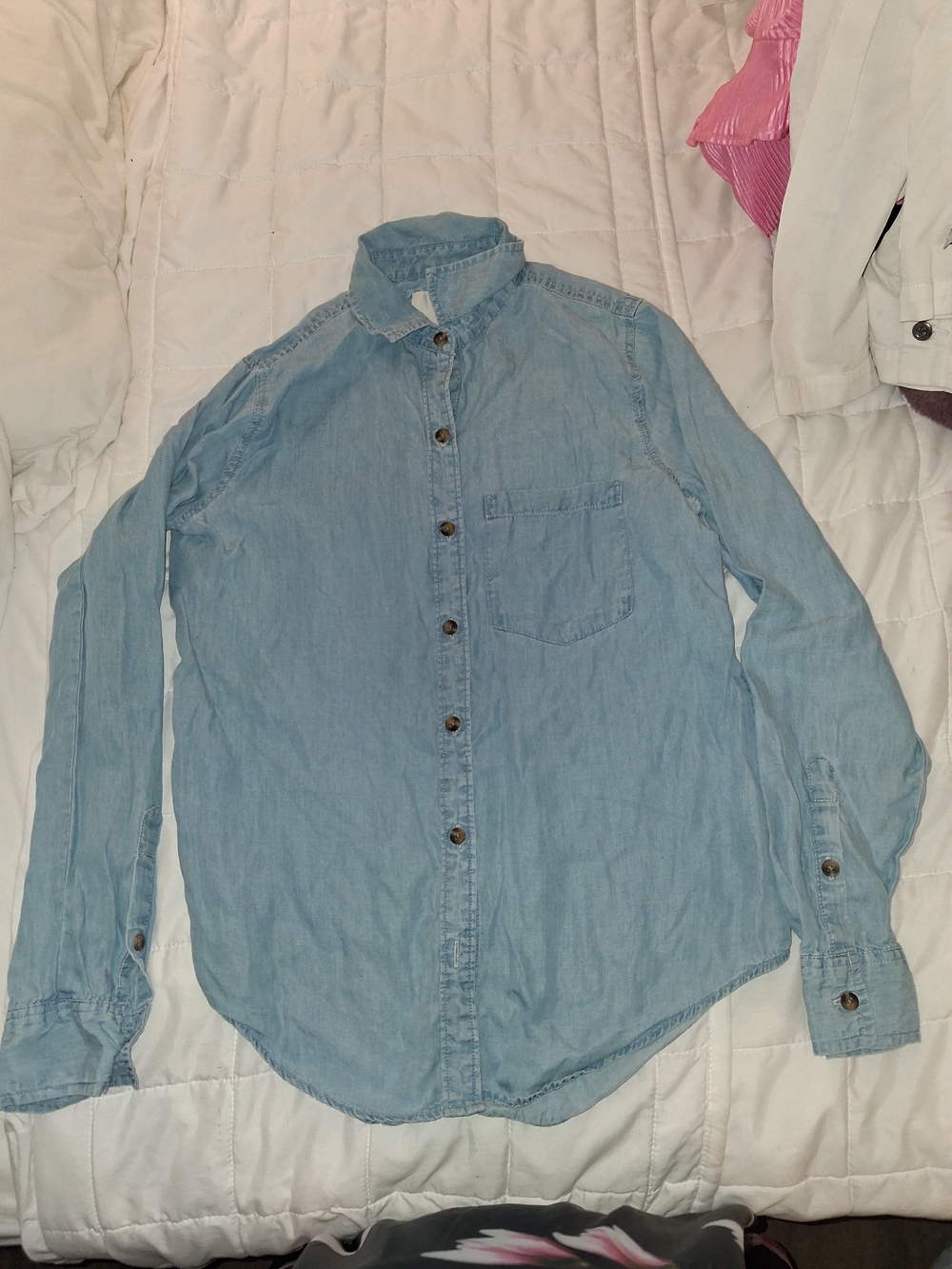 SO Light Blue Denim Button-Down Shirt for Men